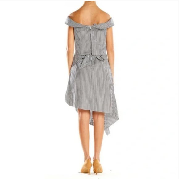 NWT Intermix striped off shoulder asymmetrical summer dress L - Picture 2 of 9